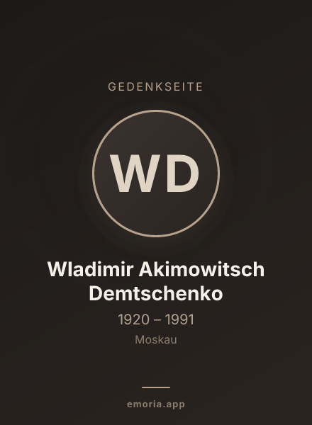 Gedenkportrait von Wladimir Akimowitsch Demtschenko