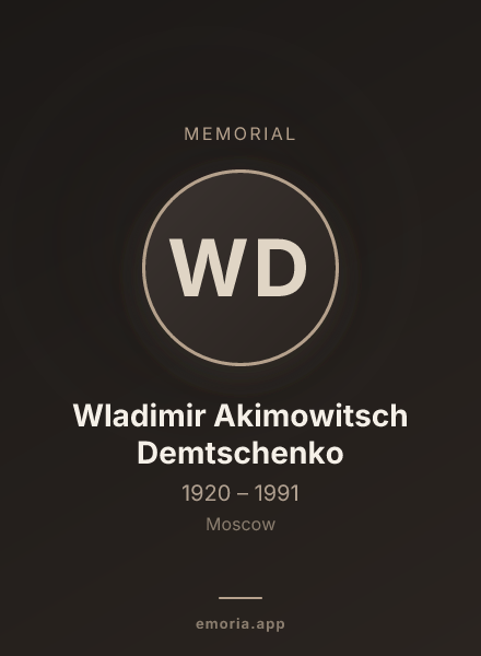 Memorial portrait of Wladimir Akimowitsch Demtschenko