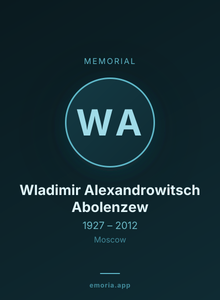 Memorial portrait of Wladimir Alexandrowitsch Abolenzew