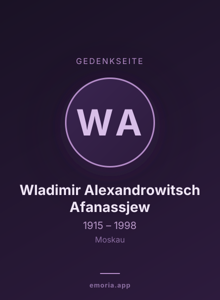 Gedenkportrait von Wladimir Alexandrowitsch Afanassjew