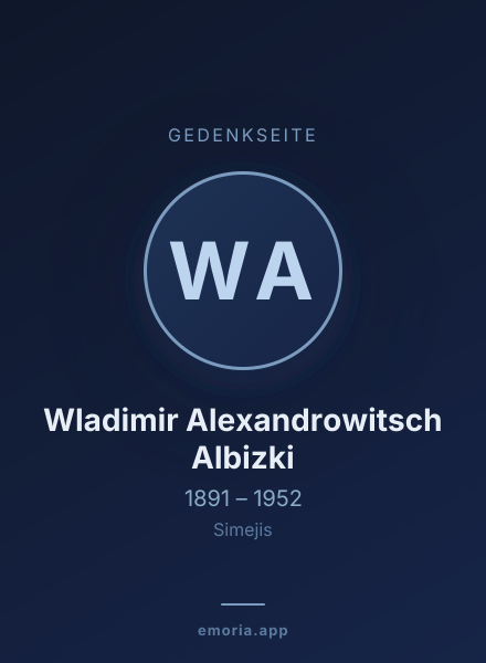Gedenkportrait von Wladimir Alexandrowitsch Albizki