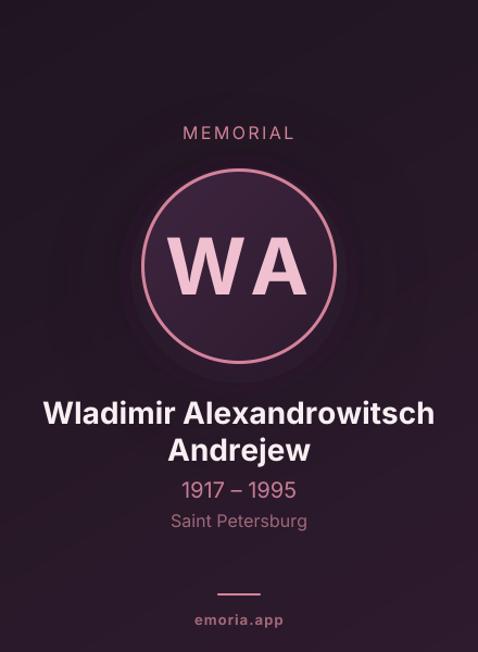 Memorial portrait of Wladimir Alexandrowitsch Andrejew