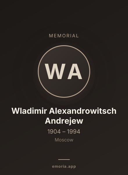 Memorial portrait of Wladimir Alexandrowitsch Andrejew
