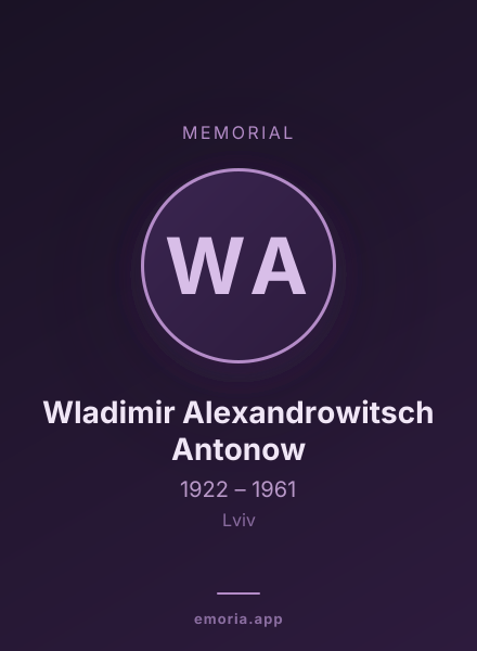 Memorial portrait of Wladimir Alexandrowitsch Antonow