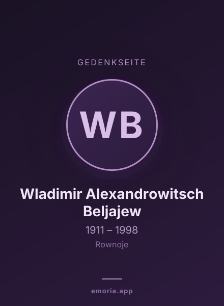 Gedenkportrait von Wladimir Alexandrowitsch Beljajew