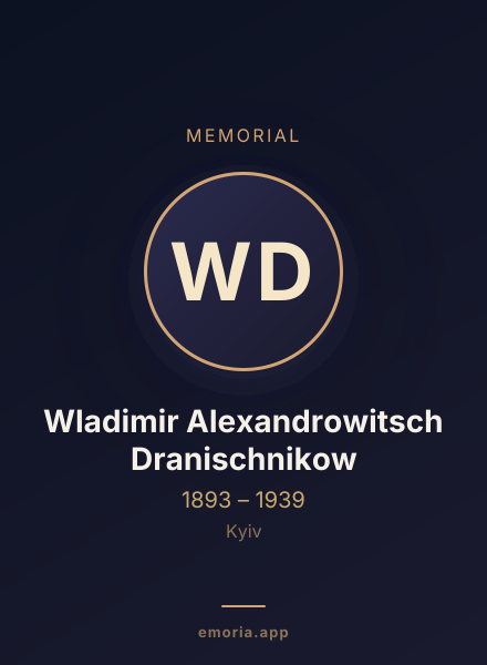 Memorial portrait of Wladimir Alexandrowitsch Dranischnikow