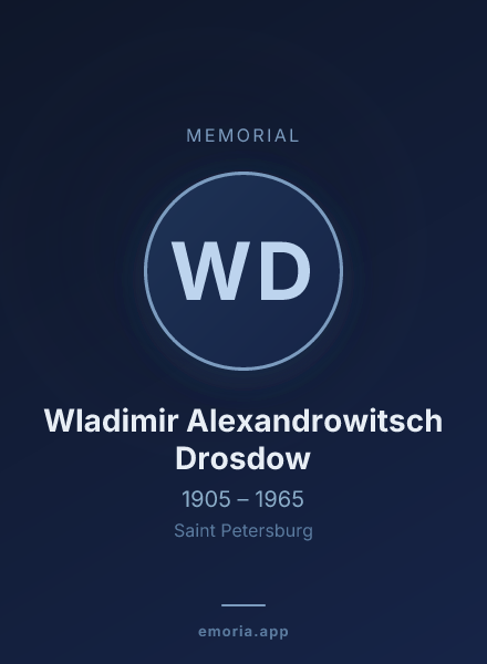 Memorial portrait of Wladimir Alexandrowitsch Drosdow