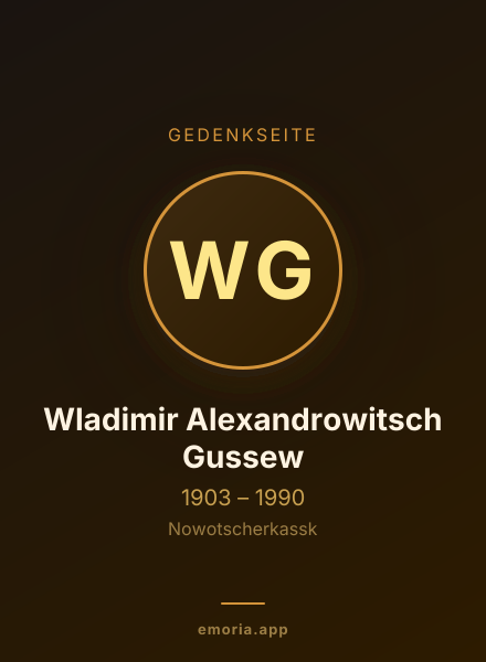 Gedenkportrait von Wladimir Alexandrowitsch Gussew
