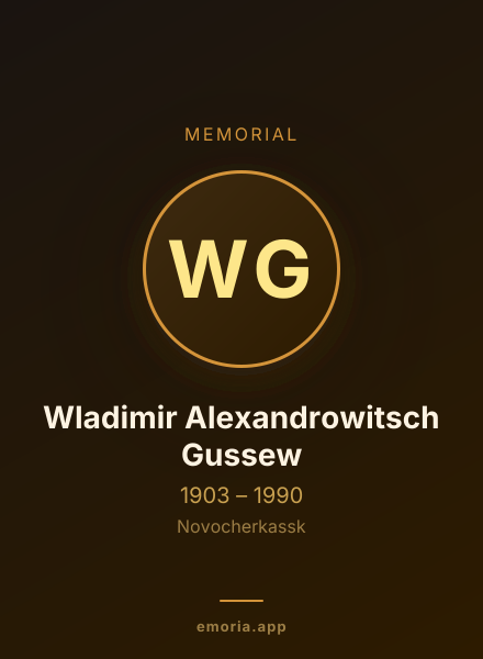 Memorial portrait of Wladimir Alexandrowitsch Gussew