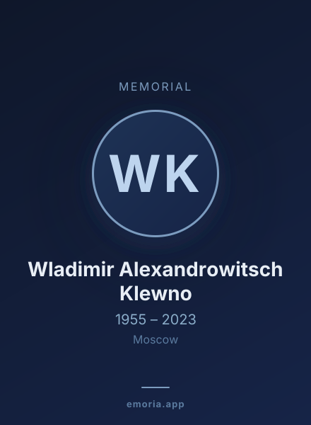 Memorial portrait of Wladimir Alexandrowitsch Klewno