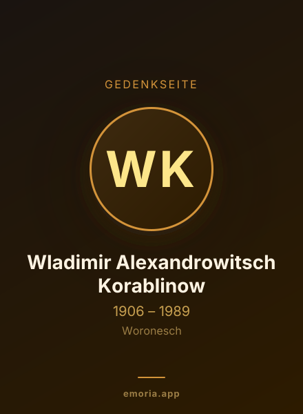 Gedenkportrait von Wladimir Alexandrowitsch Korablinow