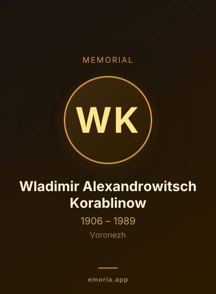 Memorial portrait of Wladimir Alexandrowitsch Korablinow