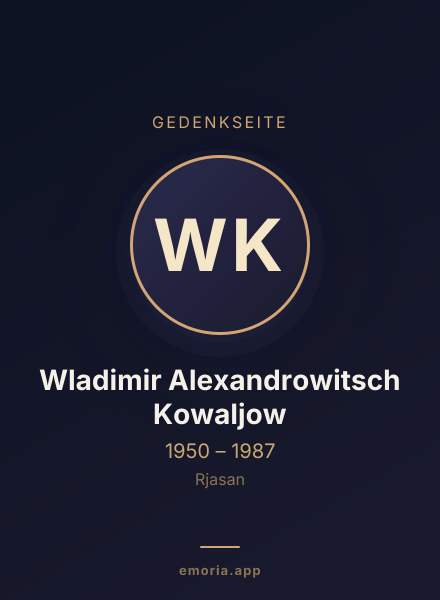 Gedenkportrait von Wladimir Alexandrowitsch Kowaljow
