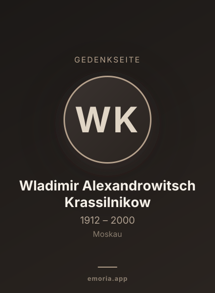 Gedenkportrait von Wladimir Alexandrowitsch Krassilnikow
