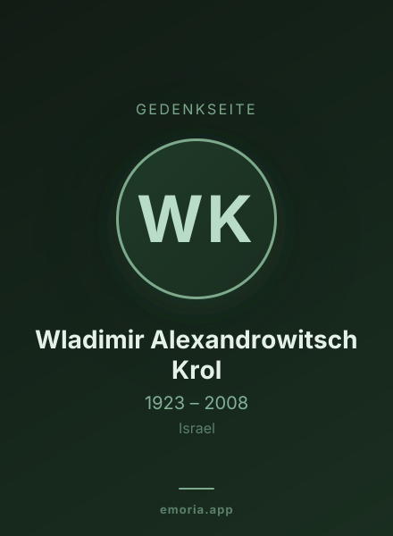Gedenkportrait von Wladimir Alexandrowitsch Krol