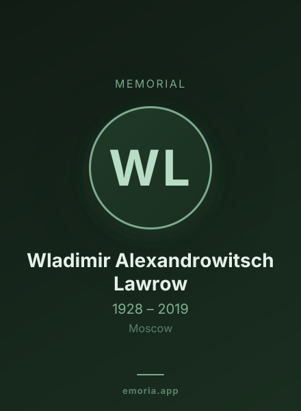 Memorial portrait of Wladimir Alexandrowitsch Lawrow