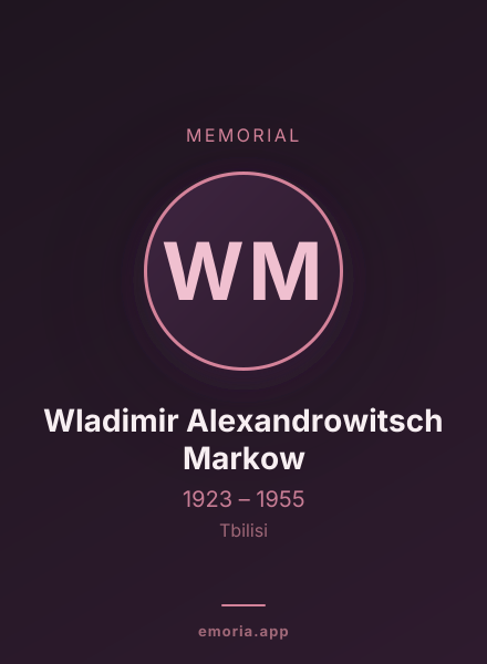 Memorial portrait of Wladimir Alexandrowitsch Markow