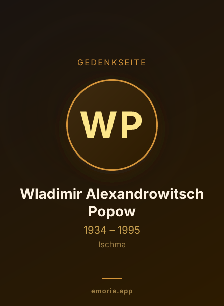Gedenkportrait von Wladimir Alexandrowitsch Popow