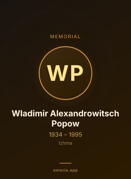 Memorial portrait of Wladimir Alexandrowitsch Popow