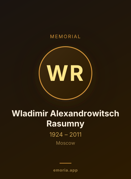 Memorial portrait of Wladimir Alexandrowitsch Rasumny