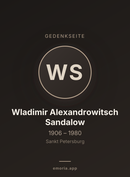 Gedenkportrait von Wladimir Alexandrowitsch Sandalow