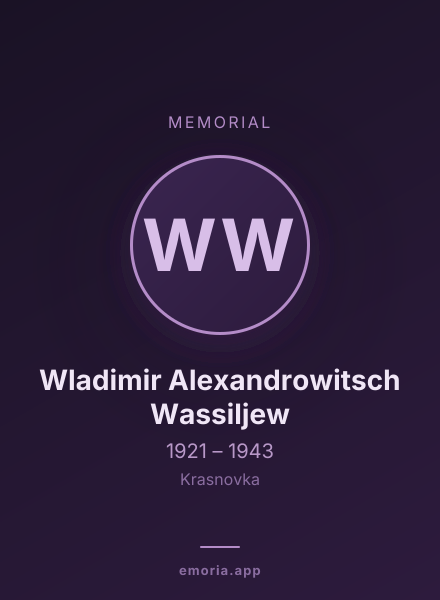 Memorial portrait of Wladimir Alexandrowitsch Wassiljew