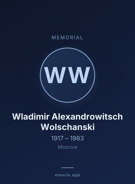 Memorial portrait of Wladimir Alexandrowitsch Wolschanski