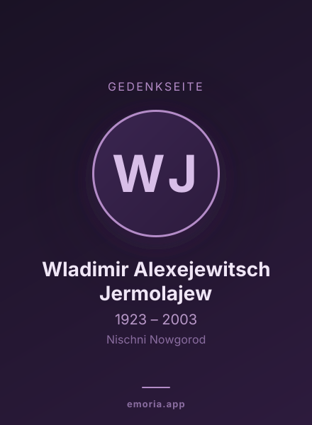 Gedenkportrait von Wladimir Alexejewitsch Jermolajew