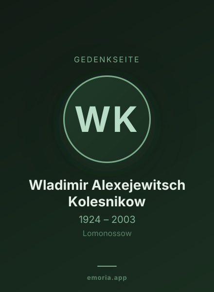 Gedenkportrait von Wladimir Alexejewitsch Kolesnikow
