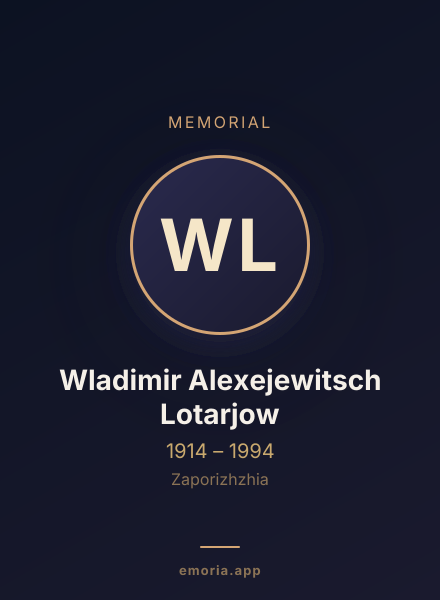 Memorial portrait of Wladimir Alexejewitsch Lotarjow
