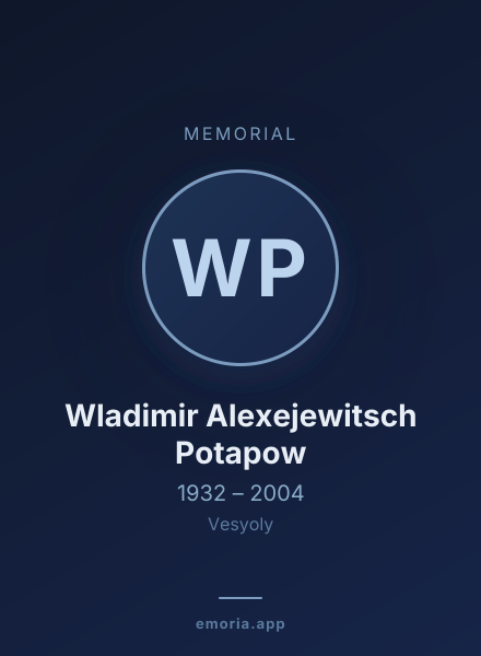 Memorial portrait of Wladimir Alexejewitsch Potapow