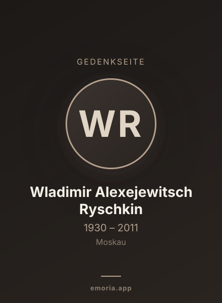 Gedenkportrait von Wladimir Alexejewitsch Ryschkin