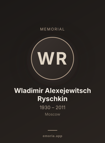 Memorial portrait of Wladimir Alexejewitsch Ryschkin