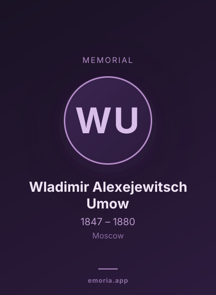 Memorial portrait of Wladimir Alexejewitsch Umow
