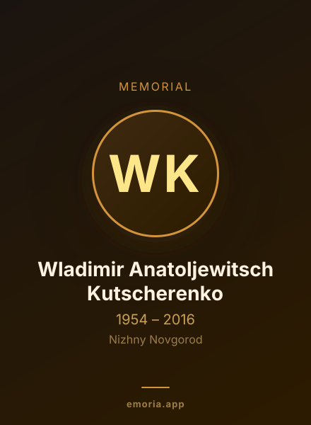 Memorial portrait of Wladimir Anatoljewitsch Kutscherenko