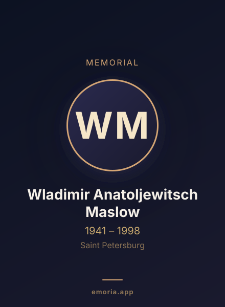 Memorial portrait of Wladimir Anatoljewitsch Maslow