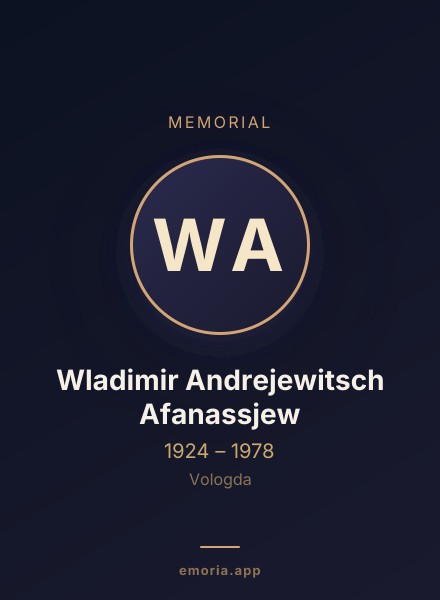 Memorial portrait of Wladimir Andrejewitsch Afanassjew