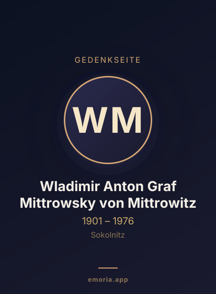 Gedenkportrait von Wladimir Anton Graf Mittrowsky von Mittrowitz