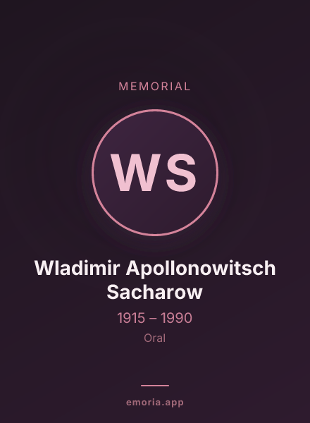Memorial portrait of Wladimir Apollonowitsch Sacharow