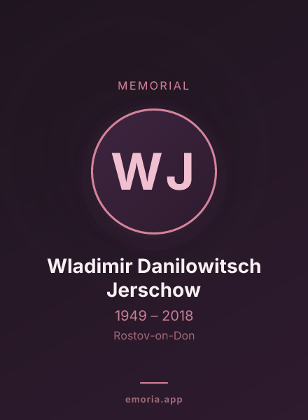 Memorial portrait of Wladimir Danilowitsch Jerschow