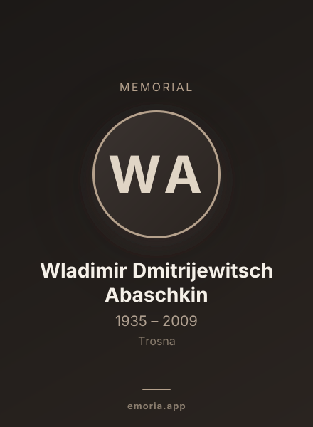 Memorial portrait of Wladimir Dmitrijewitsch Abaschkin