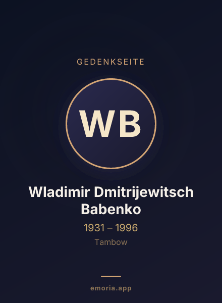 Gedenkportrait von Wladimir Dmitrijewitsch Babenko
