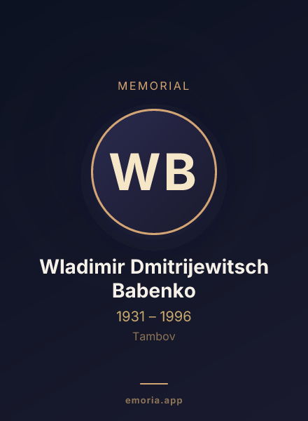 Memorial portrait of Wladimir Dmitrijewitsch Babenko