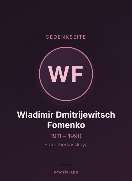 Gedenkportrait von Wladimir Dmitrijewitsch Fomenko