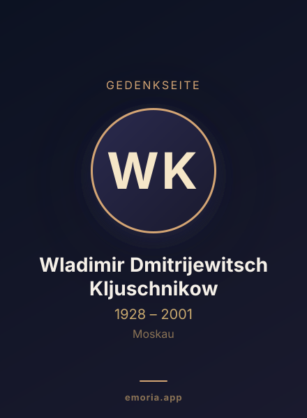 Gedenkportrait von Wladimir Dmitrijewitsch Kljuschnikow