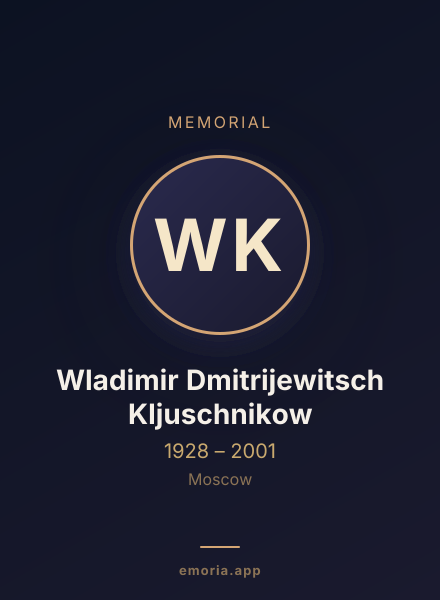 Memorial portrait of Wladimir Dmitrijewitsch Kljuschnikow