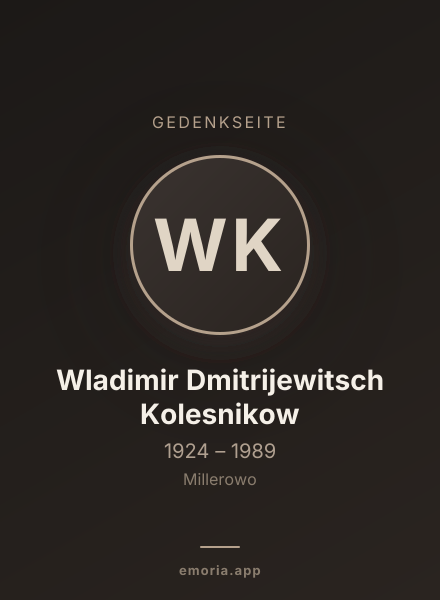 Gedenkportrait von Wladimir Dmitrijewitsch Kolesnikow