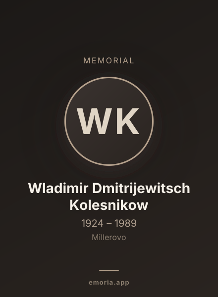 Memorial portrait of Wladimir Dmitrijewitsch Kolesnikow