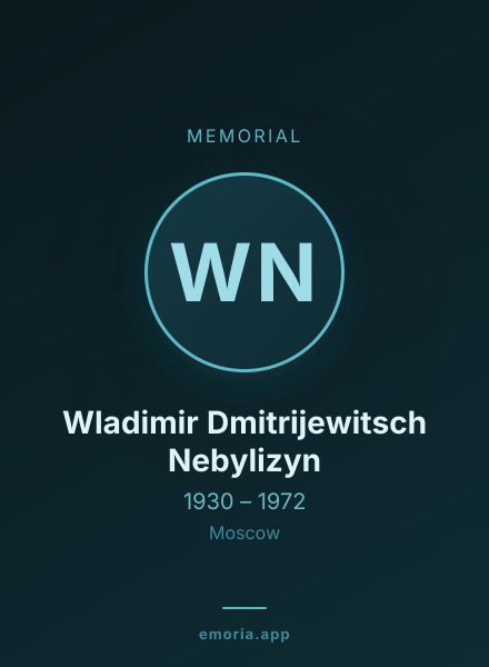 Memorial portrait of Wladimir Dmitrijewitsch Nebylizyn