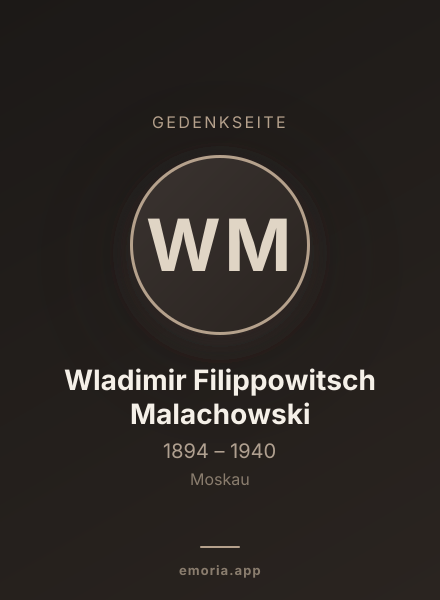 Gedenkportrait von Wladimir Filippowitsch Malachowski